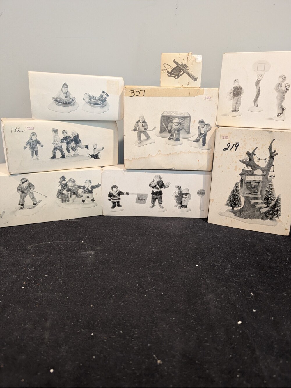 Dept 56 Original Snow Village Kids Winter Sports Accessories Lot of 8 Boxed Sets